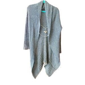 YAYA‎ Holland Striped Mohair Wool Blend Open Front Cardigan Blue Tan Small Italy